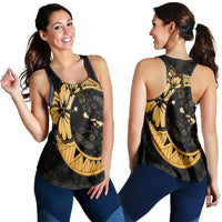 Hawaiian Map Hibiscus Turtle Polynesian Moon Racerback Tank Gold - AH Black - Polynesian Pride