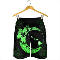 Hawaiian Map Hibiscus Turtle Polynesian Moon Men's Shorts Green - AH - Polynesian Pride