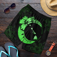 Hawaiian Map Hibiscus Turtle Polynesian Moon Men's Shorts Green - AH Art - Polynesian Pride