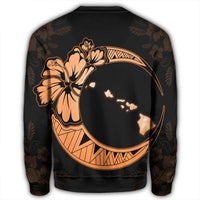 Hawaiian Map Hibiscus Turtle Polynesian Moon Sweatshirt Orange - AH - Polynesian Pride