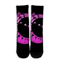 Hawaiian Map Hibiscus Turtle Polynesian Moon Crew Socks Pink - AH - Polynesian Pride