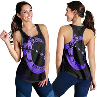Hawaiian Map Hibiscus Turtle Polynesian Moon Racerback Tank Purple - AH Black - Polynesian Pride