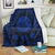 Hawaiian Map Honu Hibiscus Tropic Blue Polynesian Premium Blankets - AH White - Polynesian Pride