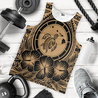 Hawaiian Map Honu Hibiscus Tropic Gold Polynesian Tank Top - AH - Polynesian Pride