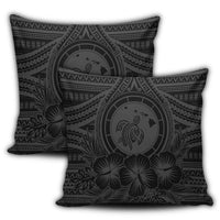 Hawaiian Map Honu Hibiscus Tropic Gray Polynesian Pillow Covers - AH - Polynesian Pride