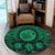 Hawaiian Map Honu Hibiscus Tropic Green Polynesian Round Carpet - AH - Polynesian Pride