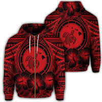 Hawaiian Map Honu Hibiscus Tropic Red Polynesian Zip Hoodie Unisex Art - Polynesian Pride