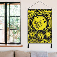 Hawaiian Map Honu Hibiscus Tropic Yellow Polynesian Hanging Poster - AH - Polynesian Pride