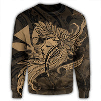 Hawaiian Map Hula Girl Hibiscus Kanaka Polynesian Sweatshirt - Gold - AH - Polynesian Pride