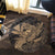 Hawaiian Map Hula Girl Hibiscus Kanaka Polynesian Round Carpet - Gold - AH - Polynesian Pride