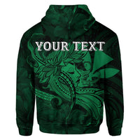 Custom Hawaiian Map Hula Girl Hibiscus Kanaka Polynesian Hoodie Green - Polynesian Pride