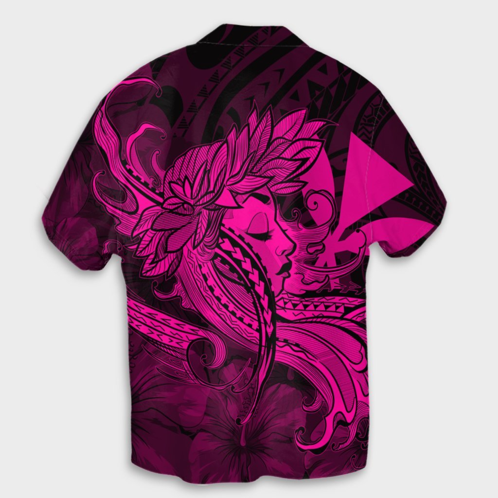 Hawaiian Map Hula Girl Hibiscus Kanaka Polynesian Hawaiian Shirt - Pink - AH - Polynesian Pride