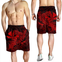 Hawaiian Map Hula Girl Hibiscus Kanaka Polynesian Men's Shorts - Red - AH - Polynesian Pride