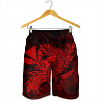 Hawaiian Map Hula Girl Hibiscus Kanaka Polynesian Men's Shorts - Red - AH - Polynesian Pride