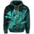 Hawaiian Map Hula Girl Hibiscus Kanaka Polynesian Zip Hoodie Turquoise - Polynesian Pride