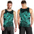 Hawaiian Map Hula Girl Hibiscus Kanaka Polynesian Tank Top - Turquoise - AH - Polynesian Pride