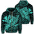 Hawaiian Map Hula Girl Hibiscus Kanaka Polynesian Zip Hoodie Turquoise Unisex Art - Polynesian Pride