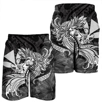 Hawaiian Map Hula Girl Hibiscus Kanaka Polynesian Men's Shorts - White - AH - Polynesian Pride
