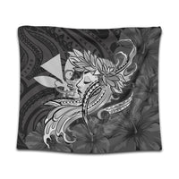 Hawaiian Map Hula Girl Hibiscus Kanaka Polynesian Tapestry - White - AH Wall Tapestry Black - Polynesian Pride