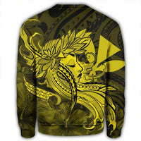 Hawaiian Map Hula Girl Hibiscus Kanaka Polynesian Sweatshirt - Yellow - AH - Polynesian Pride