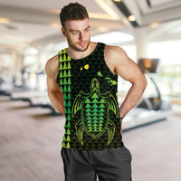 Hawaiian Map Kakau Turtle Polynesian Tank Top - Green - AH - Polynesian Pride