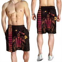 Hawaiian Map Kakau Turtle Polynesian Men's Shorts - Orange - AH - Polynesian Pride