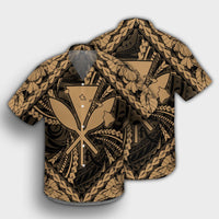 Hawaiian Map Kanaka Hibiscus Gold Polynesian Hawaiian Shirt - AH - Polynesian Pride