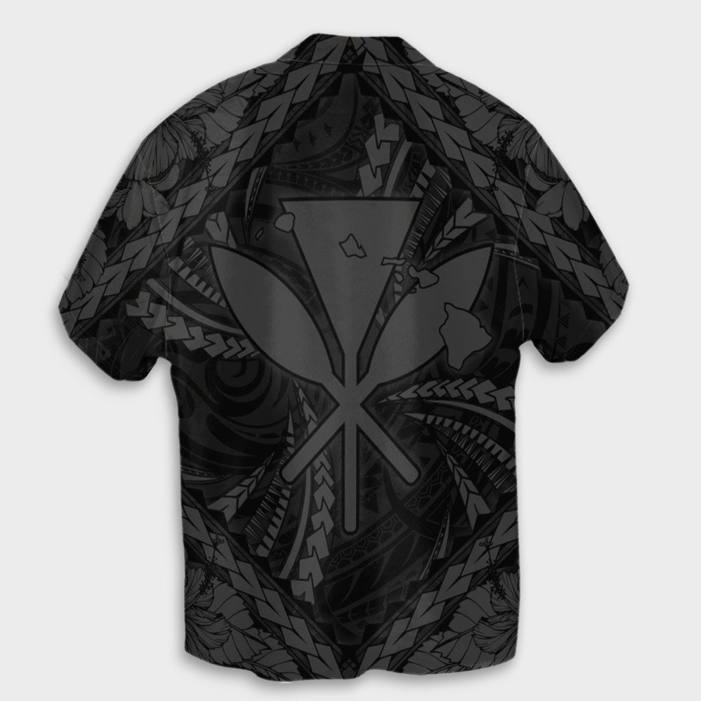 Hawaiian Map Kanaka Hibiscus Gray Polynesian Hawaiian Shirt - AH - Polynesian Pride