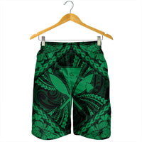 Hawaiian Map Kanaka Hibiscus Green Polynesian Men's Shorts - AH - Polynesian Pride