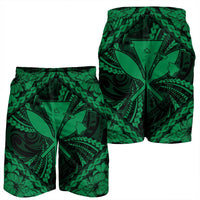 Hawaiian Map Kanaka Hibiscus Green Polynesian Men's Shorts - AH - Polynesian Pride