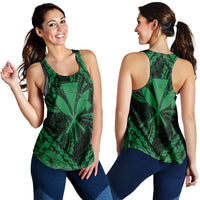 Hawaiian Map Kanaka Hibiscus Green Polynesian Racerback Tank - AH Black - Polynesian Pride