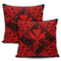 Hawaiian Map Kanaka Hibiscus Red Polynesian Pillow Covers - AH - Polynesian Pride