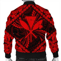 Hawaiian Map Kanaka Hibiscus Red Polynesian Bomber Jacket - AH - Polynesian Pride