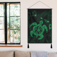 Hawaiian Map Kanaka Hibiscus Turtle Green Polynesian Hanging Poster - AH - Polynesian Pride
