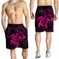 Hawaiian Map Kanaka Hibiscus Turtle Pink Polynesian Men's Shorts - AH - Polynesian Pride