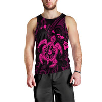 Hawaiian Map Kanaka Hibiscus Turtle Pink Polynesian Tank Top - AH Black - Polynesian Pride