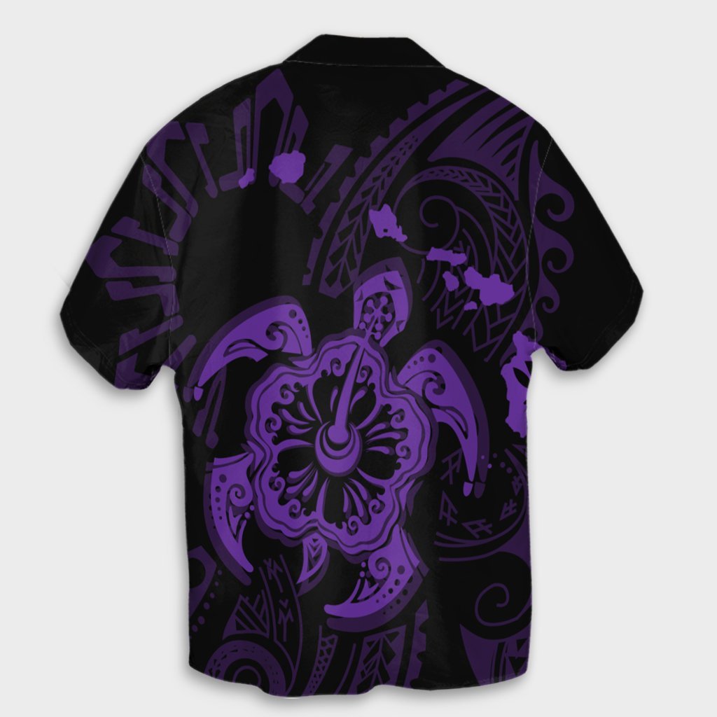 Hawaiian Map Kanaka Hibiscus Turtle Purple Polynesian Hawaiian Shirt - AH - Polynesian Pride