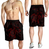 Hawaiian Map Kanaka Hibiscus Turtle Red Polynesian Men's Shorts - AH - Polynesian Pride