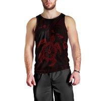 Hawaiian Map Kanaka Hibiscus Turtle Red Polynesian Tank Top - AH Black - Polynesian Pride