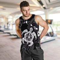 Hawaiian Map Kanaka Hibiscus Turtle White Polynesian Tank Top - AH - Polynesian Pride