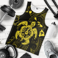 Hawaiian Map Kanaka Hibiscus Turtle Yellow Polynesian Tank Top - AH - Polynesian Pride