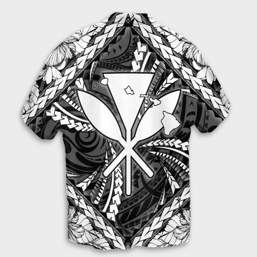 Hawaiian Map Kanaka Hibiscus White Polynesian Hawaiian Shirt - AH - Polynesian Pride