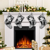 Hawaiian Map Kanaka Hibiscus White Polynesian Christmas Stocking - AH - Polynesian Pride