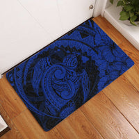 Hawaiian Map Kanaka Honu Hibiscus Globular Polynesian Door Mat Blue AH Door Mat Blue - Polynesian Pride