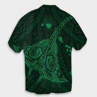 Hawaiian Map Kanaka Manta Ray Polynesian Hawaiian Shirt Green - AH - Polynesian Pride
