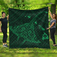 Hawaiian Map Kanaka Manta Ray Polynesian Premium Quilts Green - AH Black - Polynesian Pride