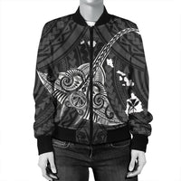 Hawaiian Map Kanaka Manta Ray Polynesian Bomber Jacket White - AH - Polynesian Pride