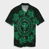 Hawaiian Map Kanaka Turtles Circle Style Green Polynesian Hawaiian Shirt - AH Unisex Black - Polynesian Pride