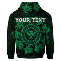 Custom Hawaiian Map Kanaka Turtles Circle Style Green Polynesian Hoodie - Polynesian Pride