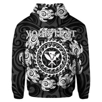 Custom Hawaiian Map Kanaka Turtles Circle Style White Polynesian Hoodie - Polynesian Pride